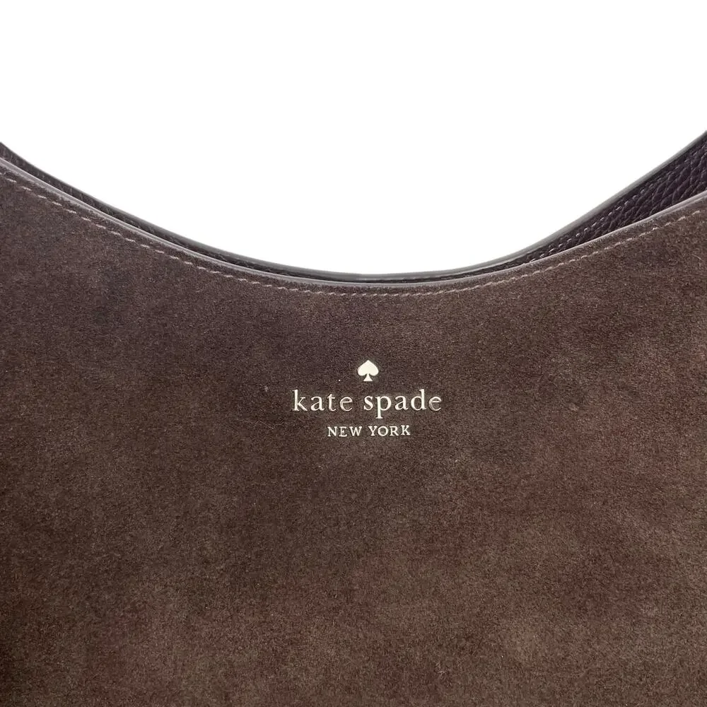Kate Spade 454 Suede Large Shoulder Bag Lena Bifold Wallet Set Hot Fudge